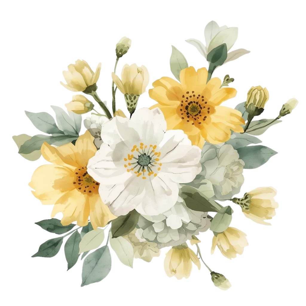 🌼 淡い水彩タッチのフラワーショップ クリップアートセット2 全50種 PNG形式(背景透過)🌼