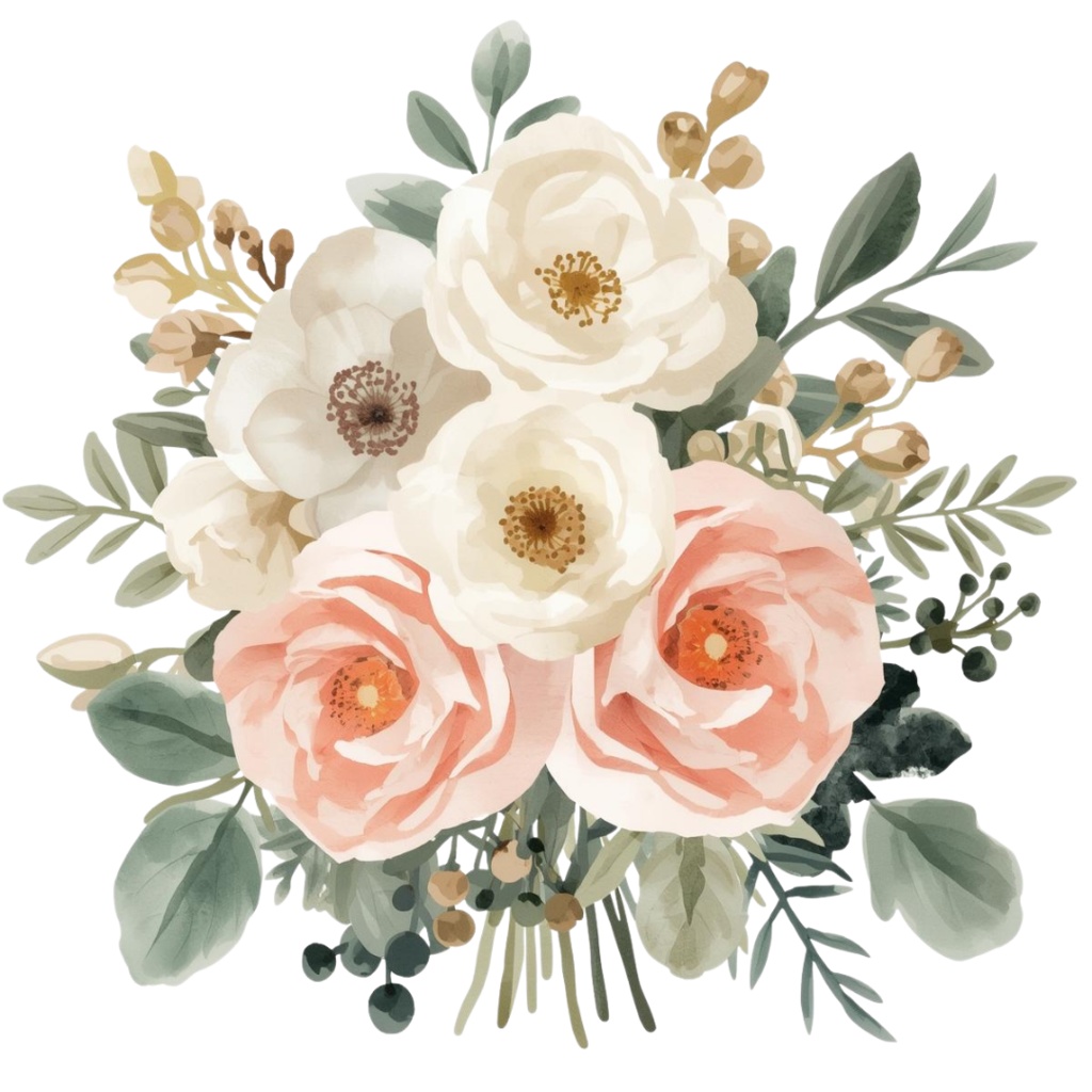 🌼 淡い水彩タッチのフラワーショップ クリップアートセット2 全50種 PNG形式(背景透過)🌼