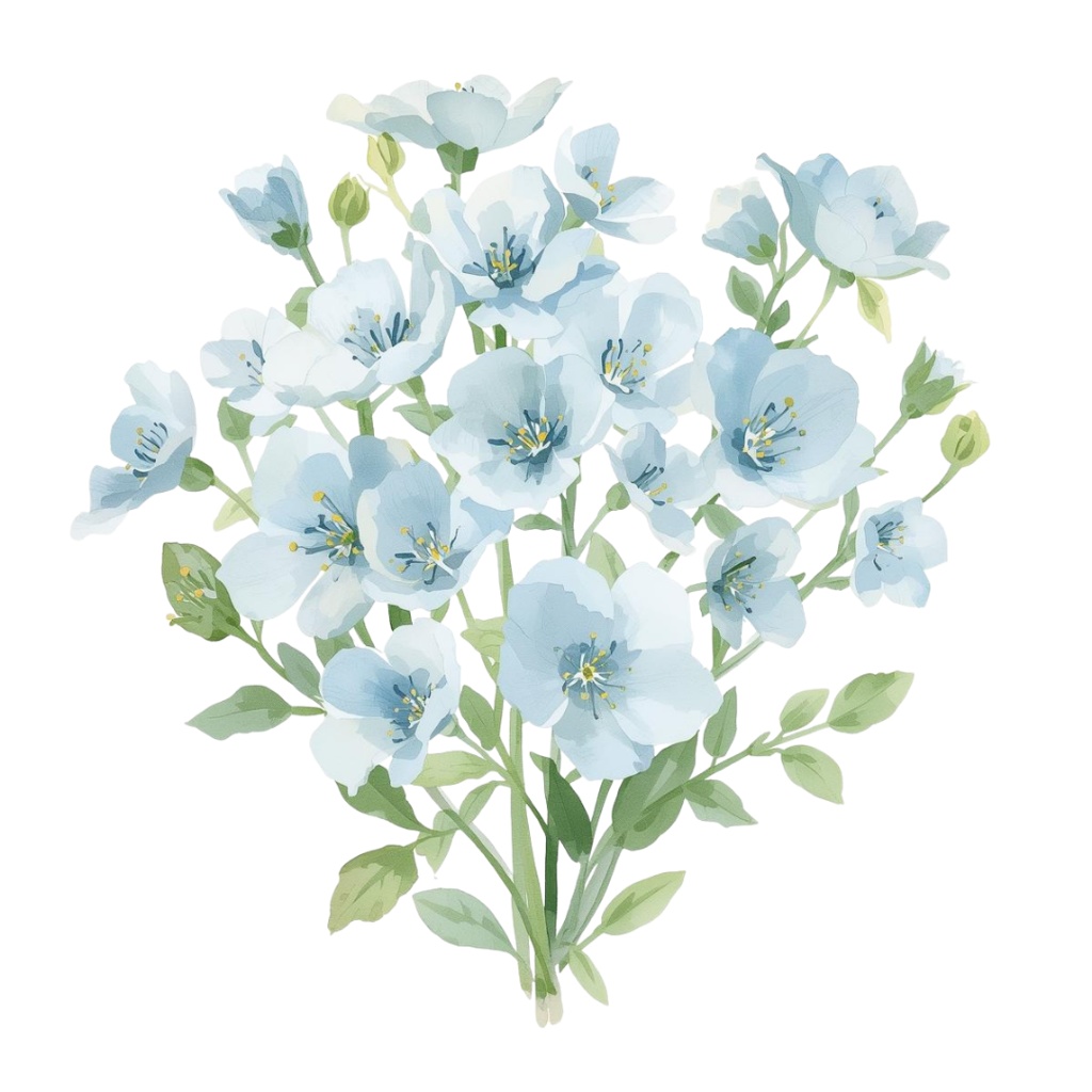 🌼 淡い水彩タッチのフラワーショップ クリップアートセット2 全50種 PNG形式(背景透過)🌼