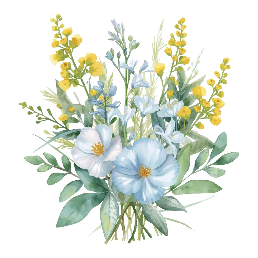 🌼 淡い水彩タッチのフラワーショップ クリップアートセット2 全50種 PNG形式(背景透過)🌼