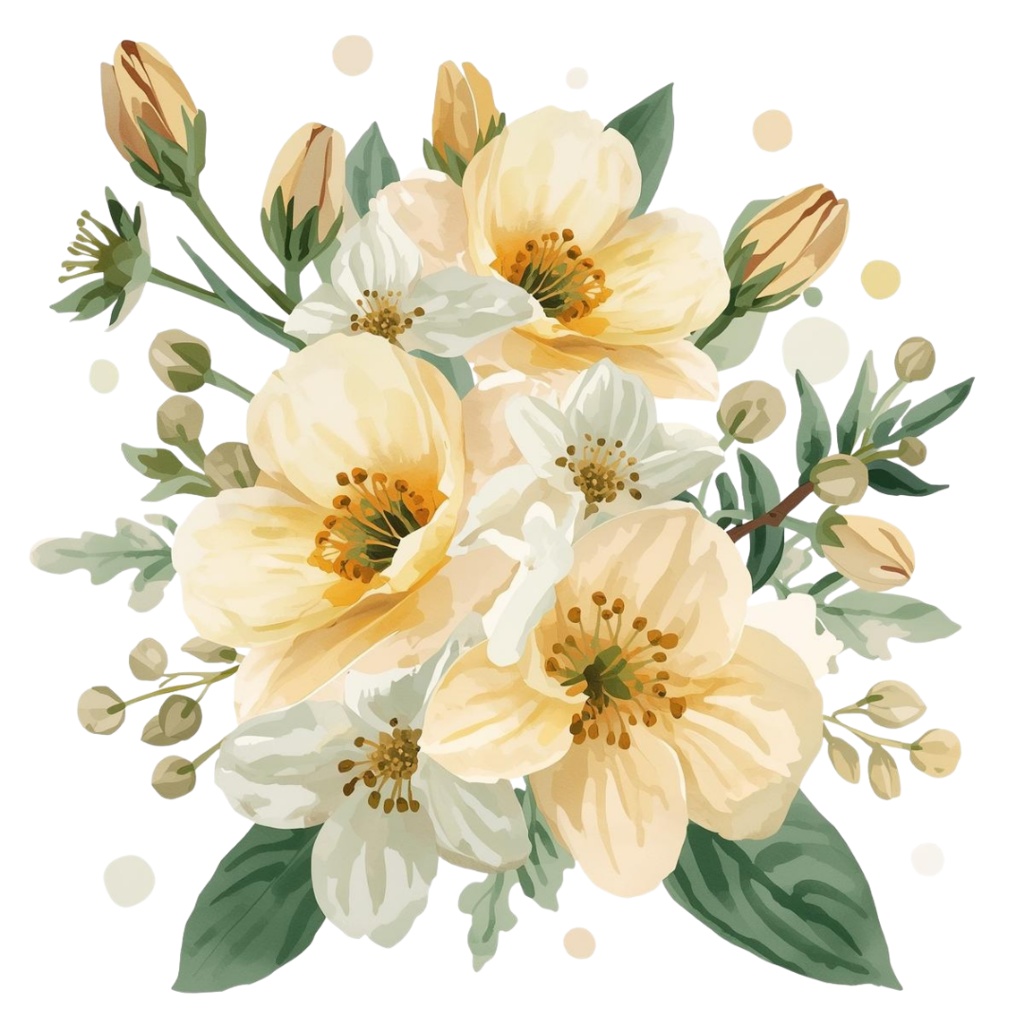 🌼 淡い水彩タッチのフラワーショップ クリップアートセット2 全50種 PNG形式(背景透過)🌼