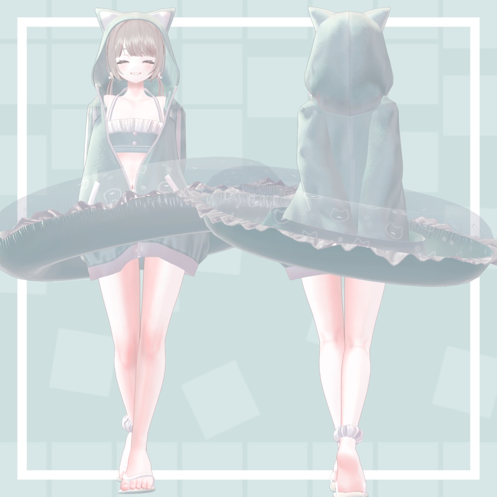 【3アバター対応衣装】SwimwearCat ear hoodie