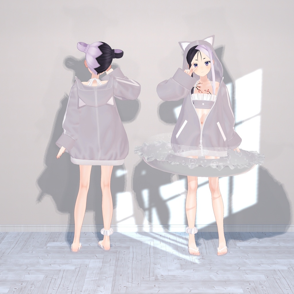 【3アバター対応衣装】SwimwearCat ear hoodie