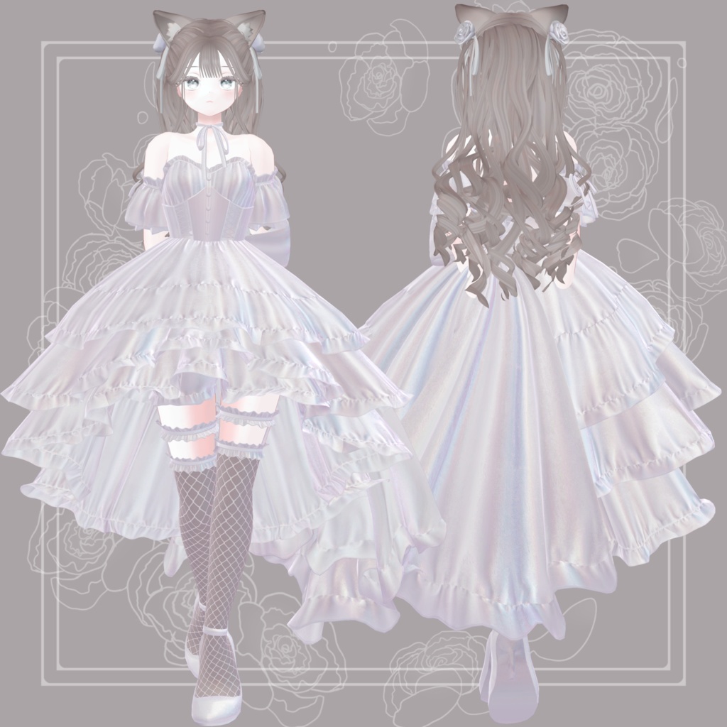【複数アバター対応衣装】La Rose Noble Dress