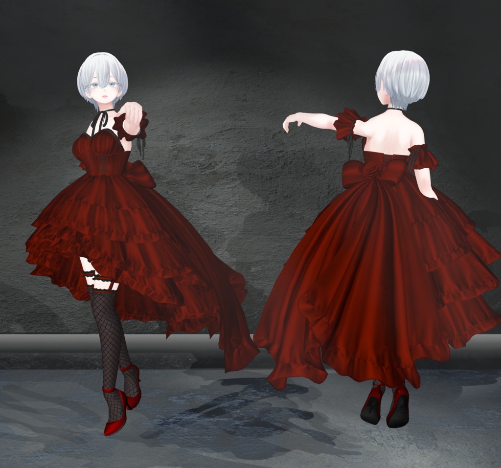 【複数アバター対応衣装】La Rose Noble Dress