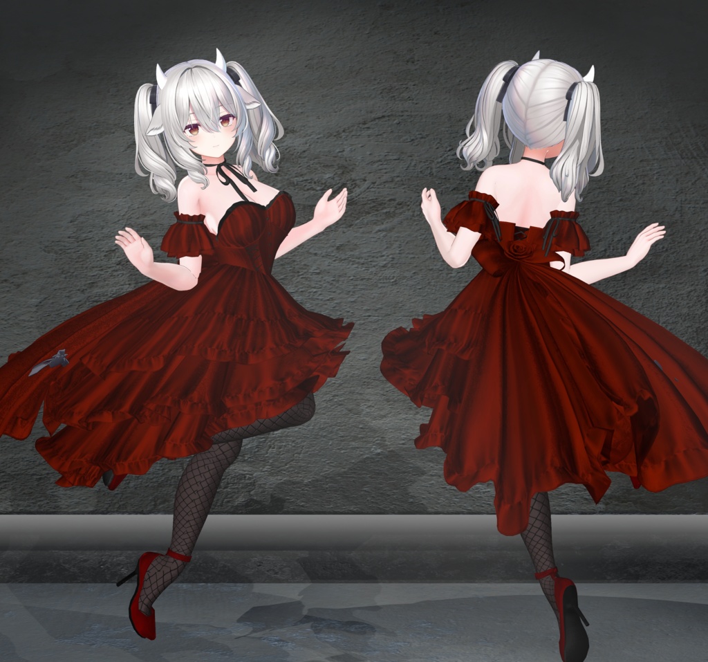 【複数アバター対応衣装】La Rose Noble Dress