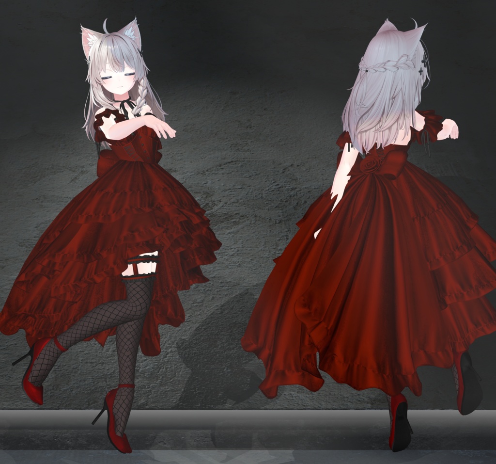 【複数アバター対応衣装】La Rose Noble Dress