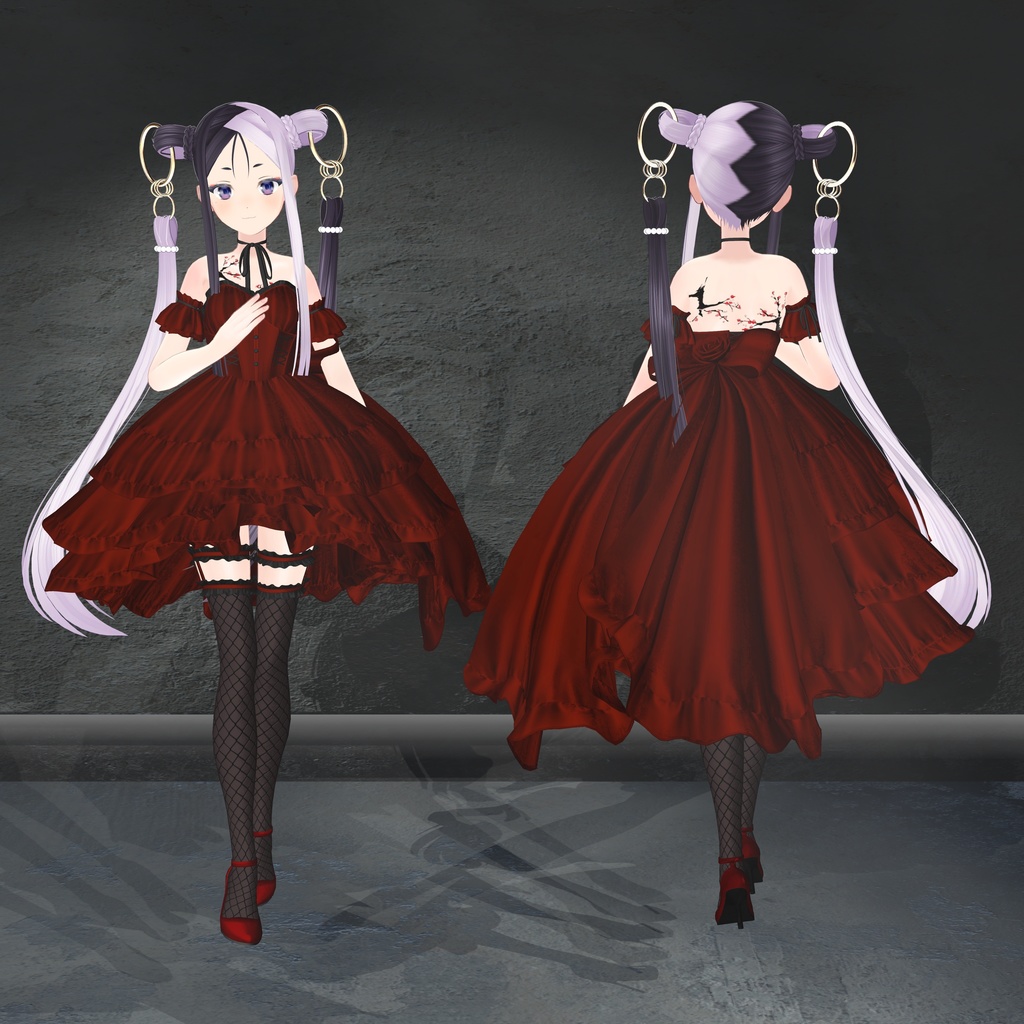 【複数アバター対応衣装】La Rose Noble Dress
