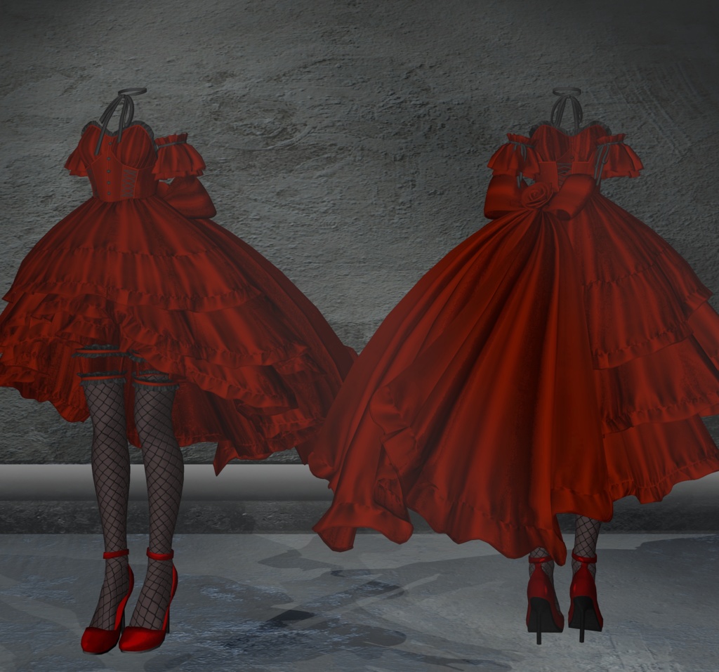 【複数アバター対応衣装】La Rose Noble Dress