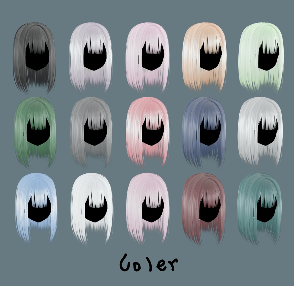 【3アバター対応髪型】シンプルセミロング