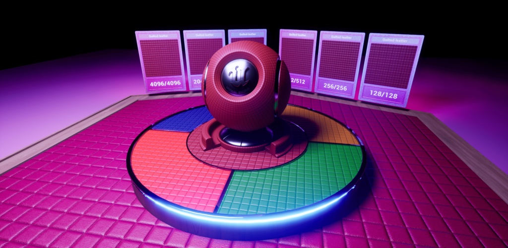 【シームレス軽量128~1K~4K】Quilted-leather Material(square)キルティングレザー マテリアル(スクウェア)【SBSAR&スマートマテリアル付 パラメータ85種類】