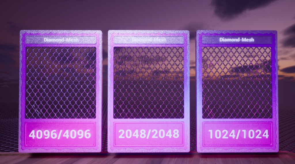 【シームレス軽量128~1K~4K】Diamond-mesh_Material!ダイヤモンドメッシュ ( 金属 / メッシュ )【SBSAR付 パラメーター 92種類】