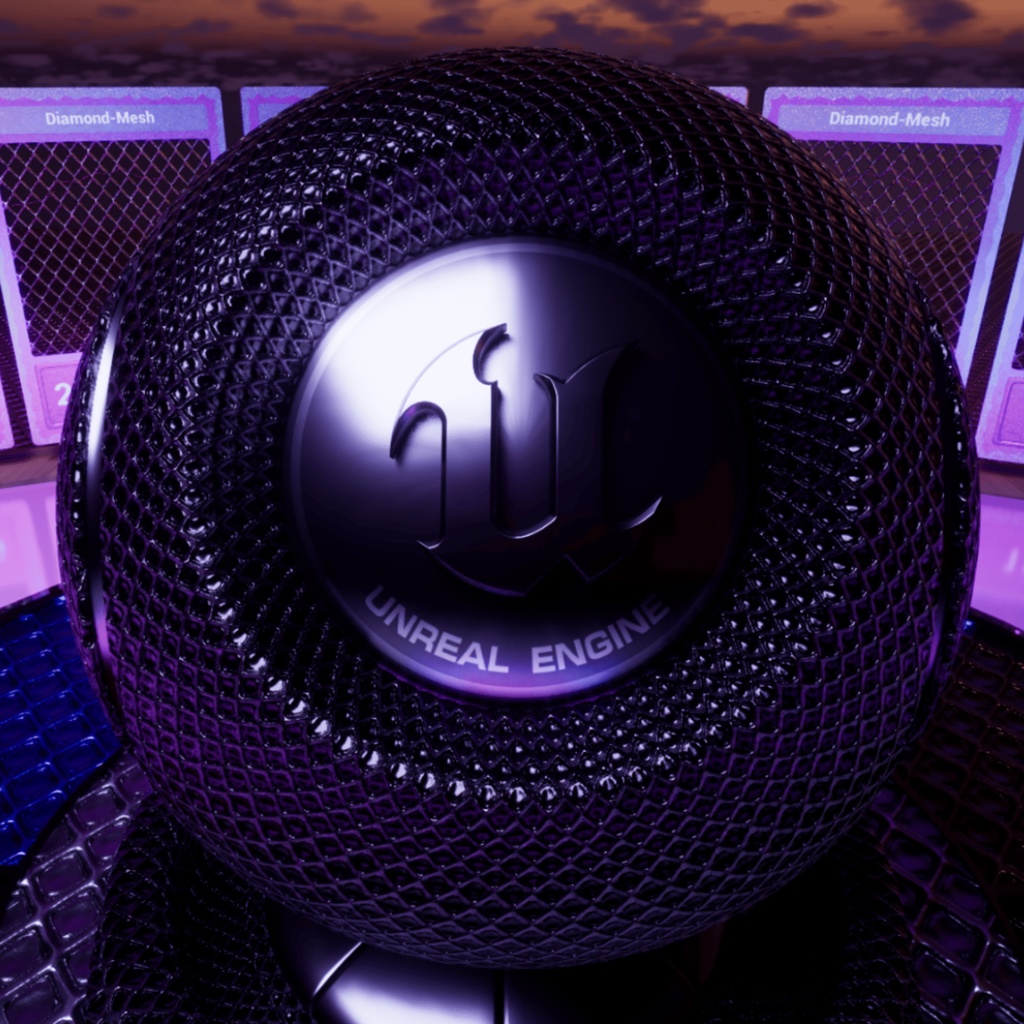 【シームレス軽量128~1K~4K】Diamond-mesh_Material!ダイヤモンドメッシュ ( 金属 / メッシュ )【SBSAR付 パラメーター 92種類】