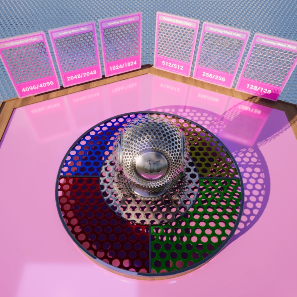 【シームレス軽量128~1K~4K】Punching-Metal-Plate_Material!パンチングメタル ( 金属 / メッシュ )【SBSAR付 パラメーター 92種類】