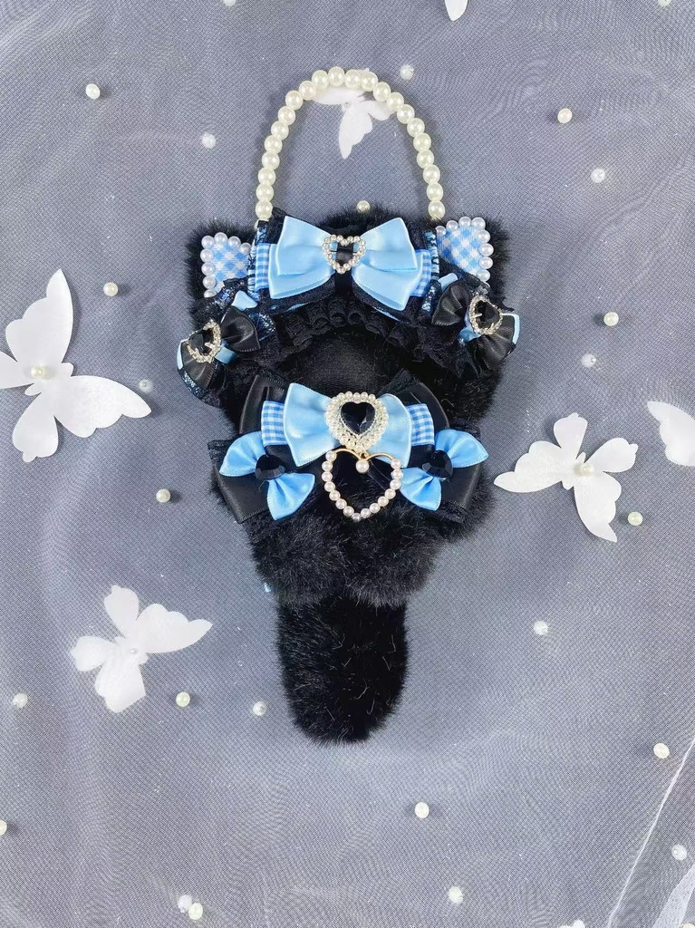 ＊ニャンコロリータ　立ちぬい服10-13cm 猫耳　青Vol.16 ＊着せ替え
