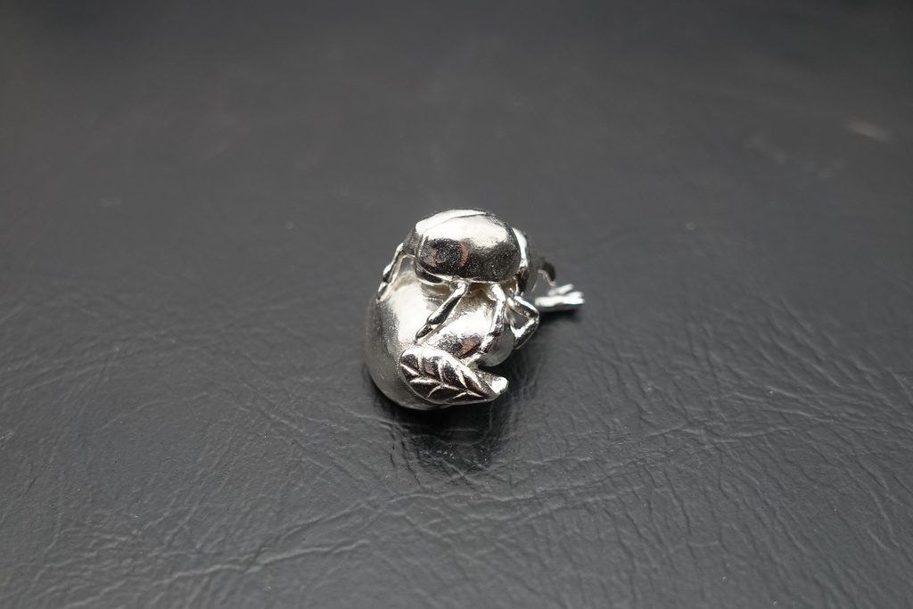 リンゴにしがみつくカブトムシ