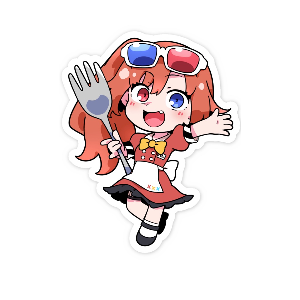 【2周年記念】ダイナー衣装 ミニキャラスマホステッカー