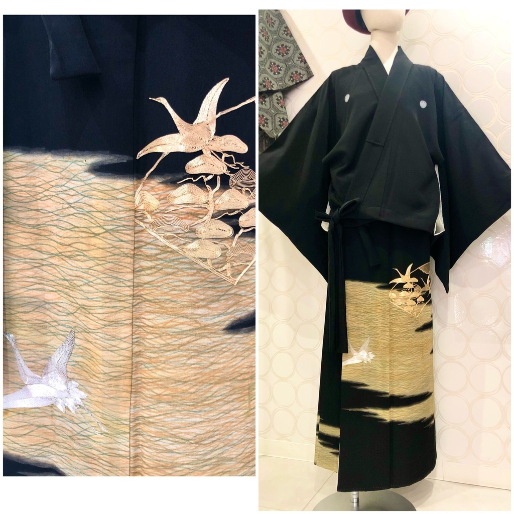 №3 黒留袖 着物リメイク 金銀鶴 - 和服猫ちーぼー - BOOTH