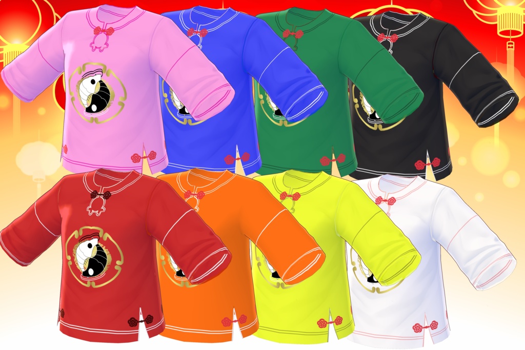 【VRoidベータ用テクスチャ】陰陽エビTシャツ【無料】