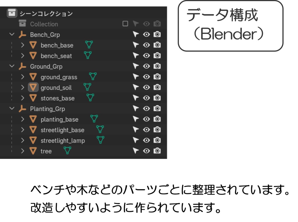 クレイ風 3Dミニチュア《公園セット》