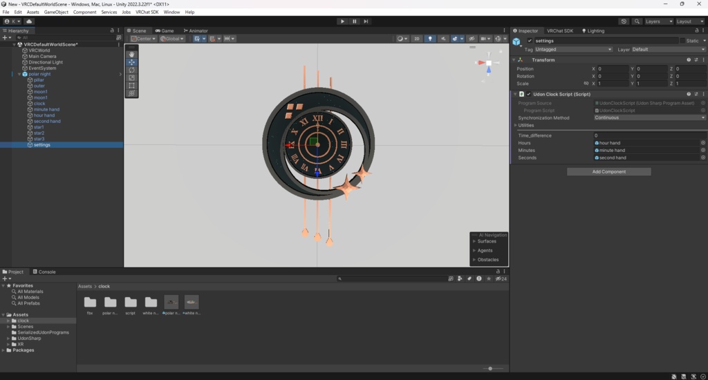 VRChat想定掛け時計「白夜と極夜」