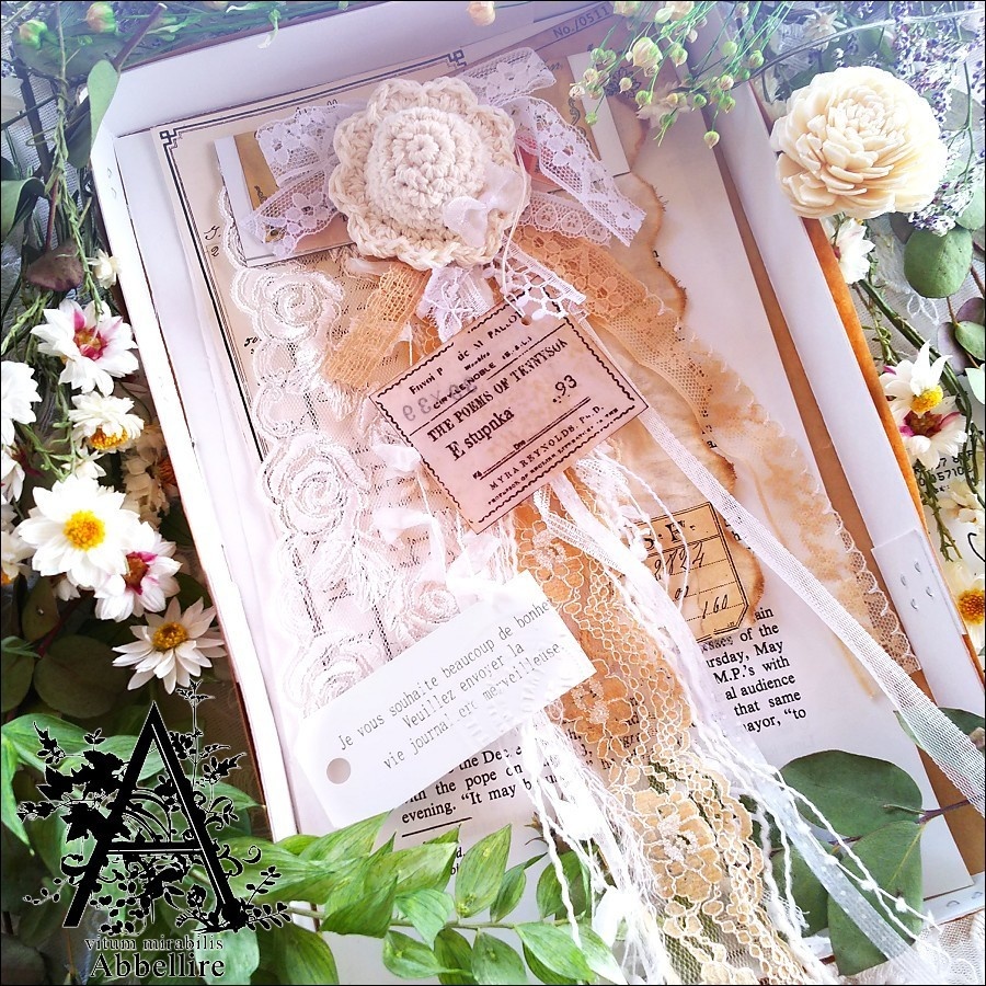 レースサンプル&ネックレス(金古美)-帽子モチーフ-