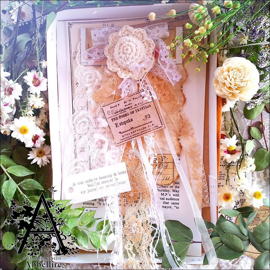 レースサンプル&ネックレス(金古美)-帽子モチーフ-