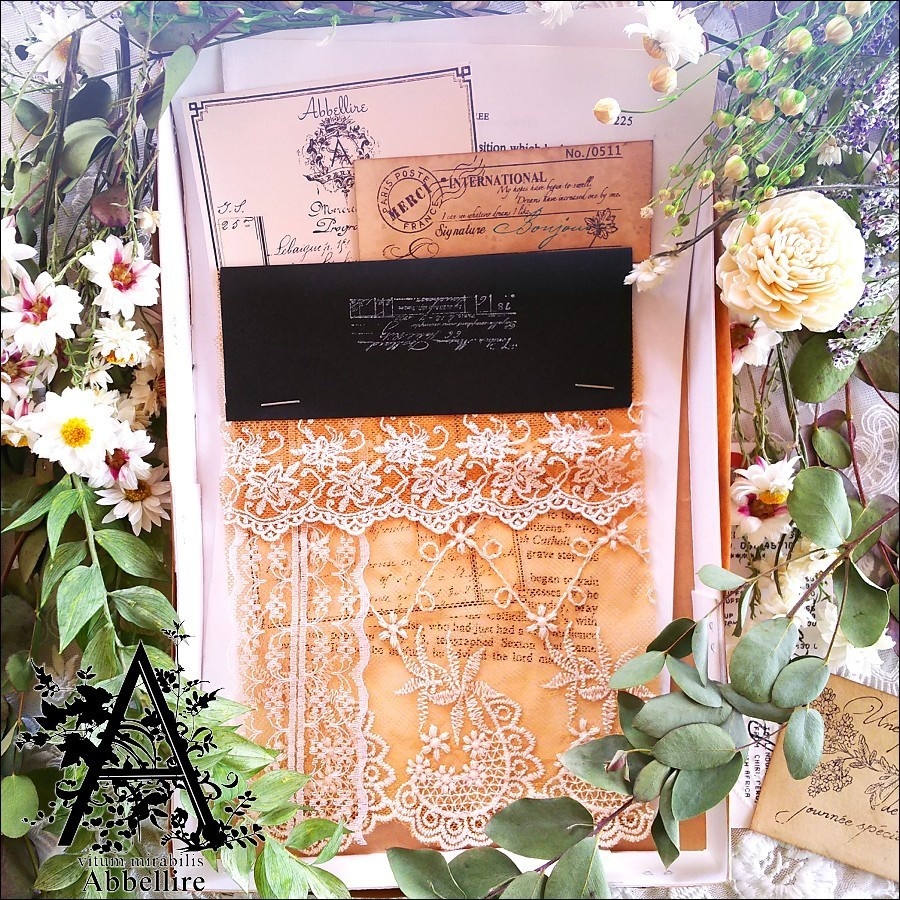 レースサンプル&リング(サンバースト)-紅茶染め-