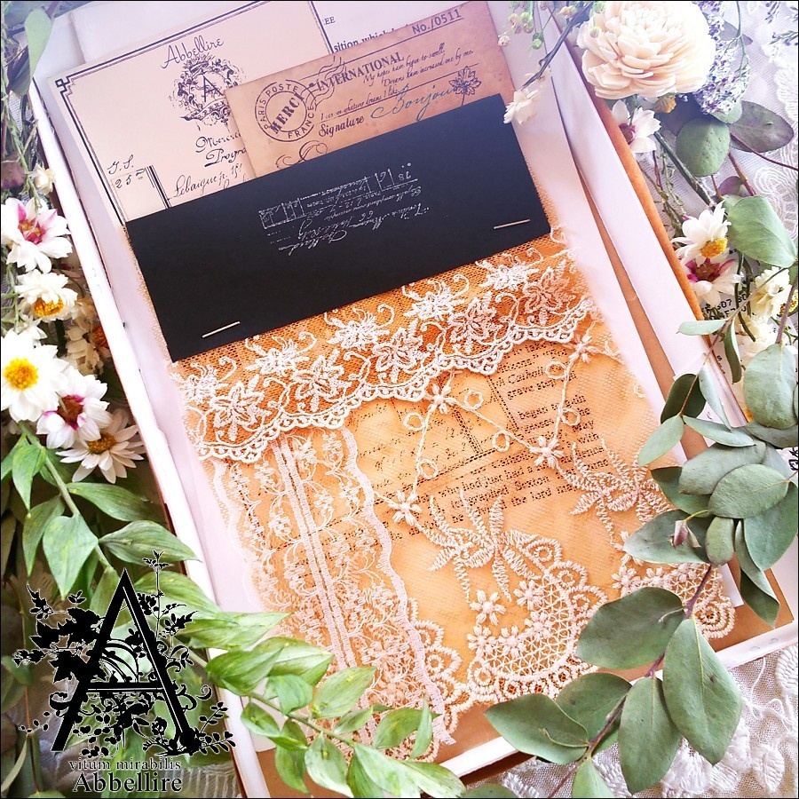 レースサンプル&リング(サンバースト)-紅茶染め-