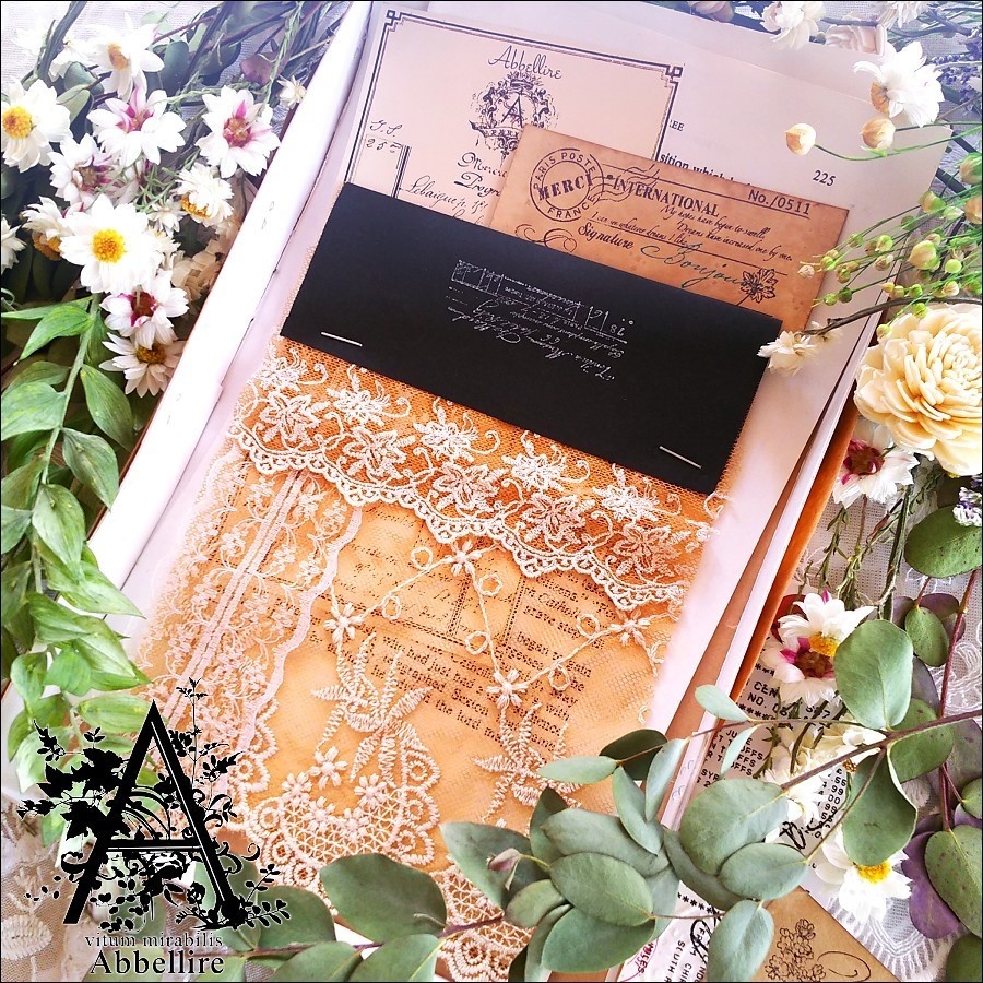 レースサンプル&リング(サンバースト)-紅茶染め-