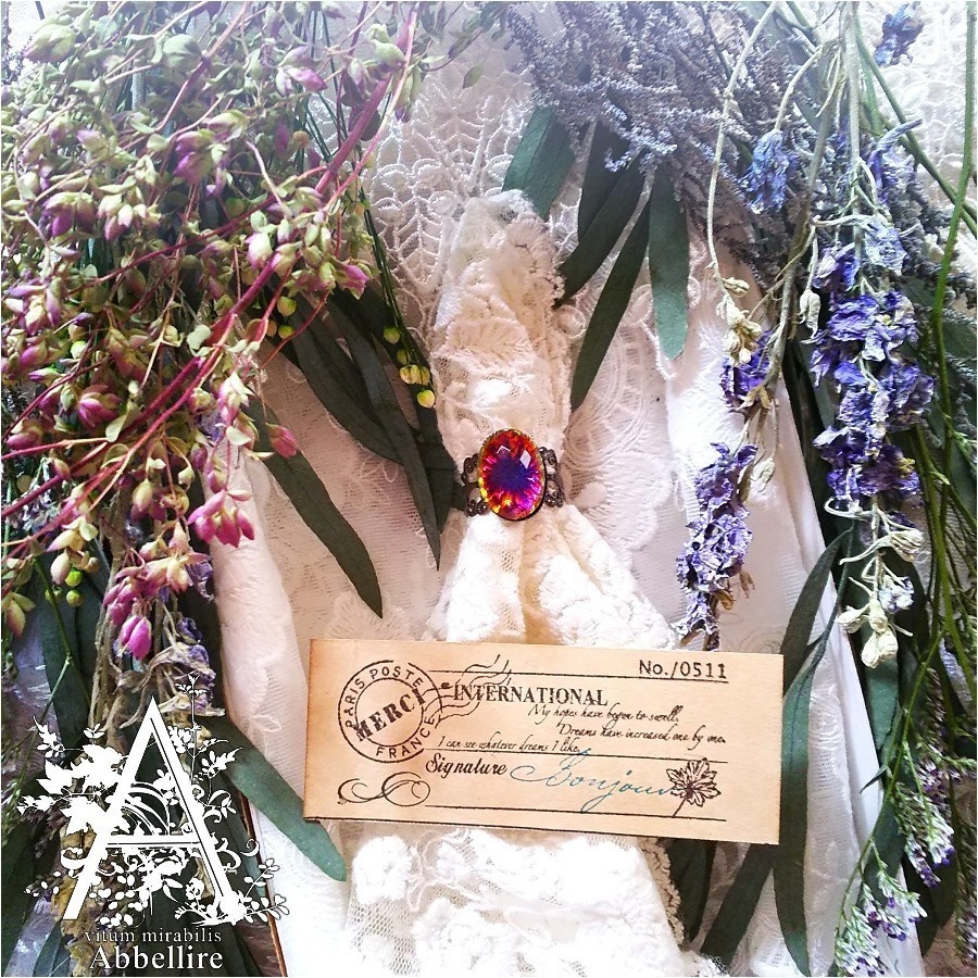 レースサンプル&リング(サンバースト)-紅茶染め-