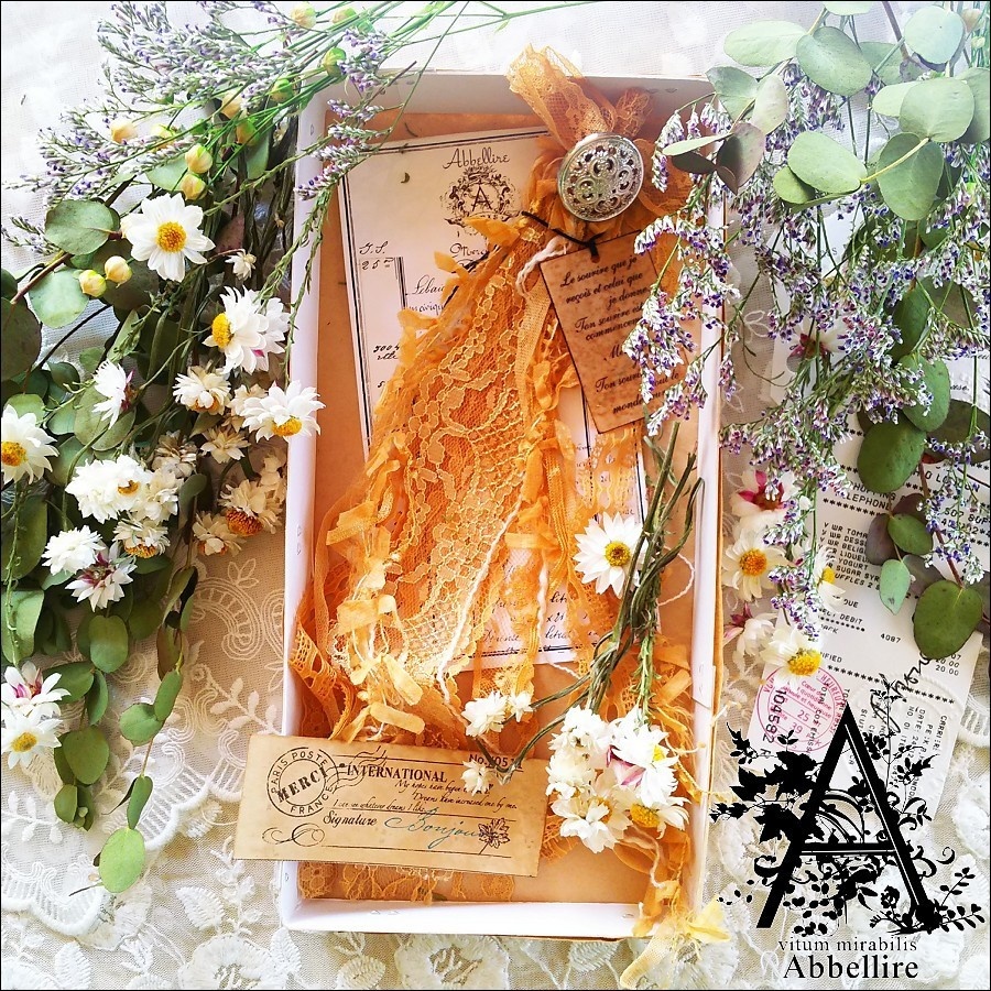 ショートレースタッセル&ネックレス(銀古美)-紅茶染め-