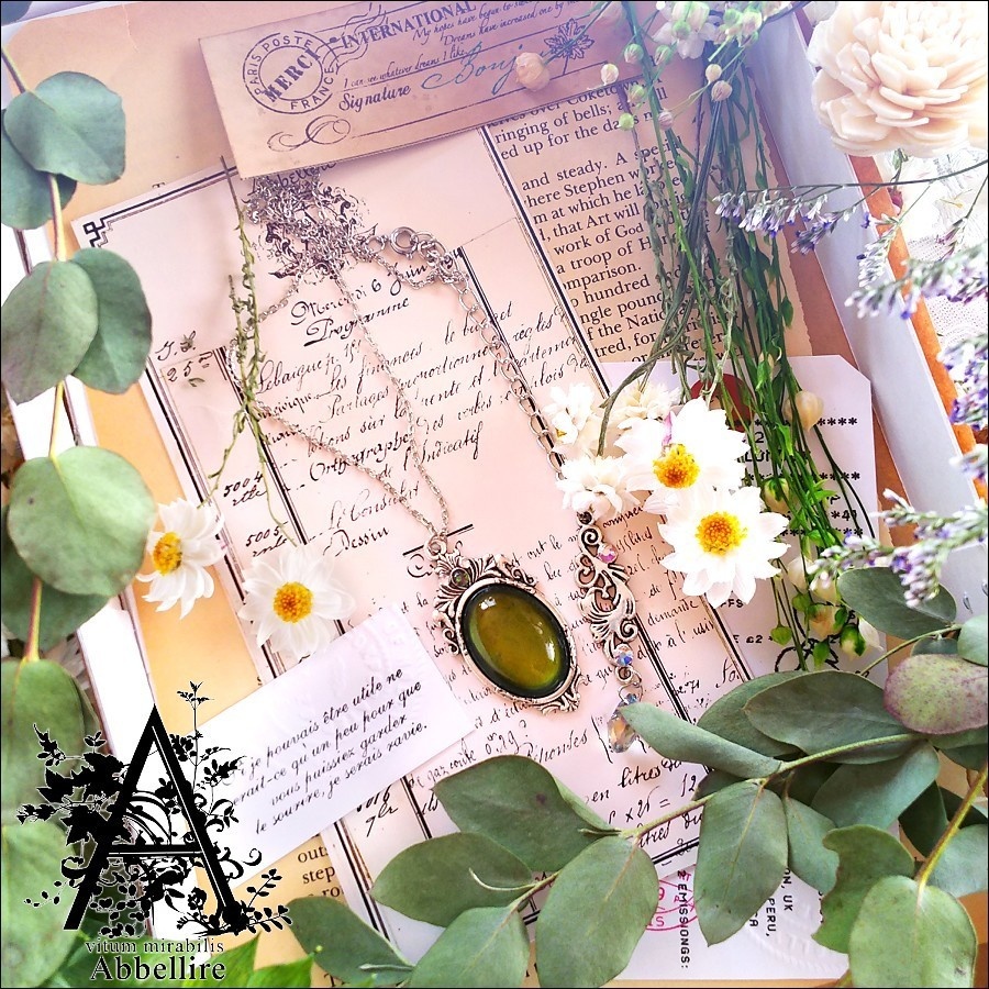 ショートレースタッセル&ネックレス(銀古美)-紅茶染め-