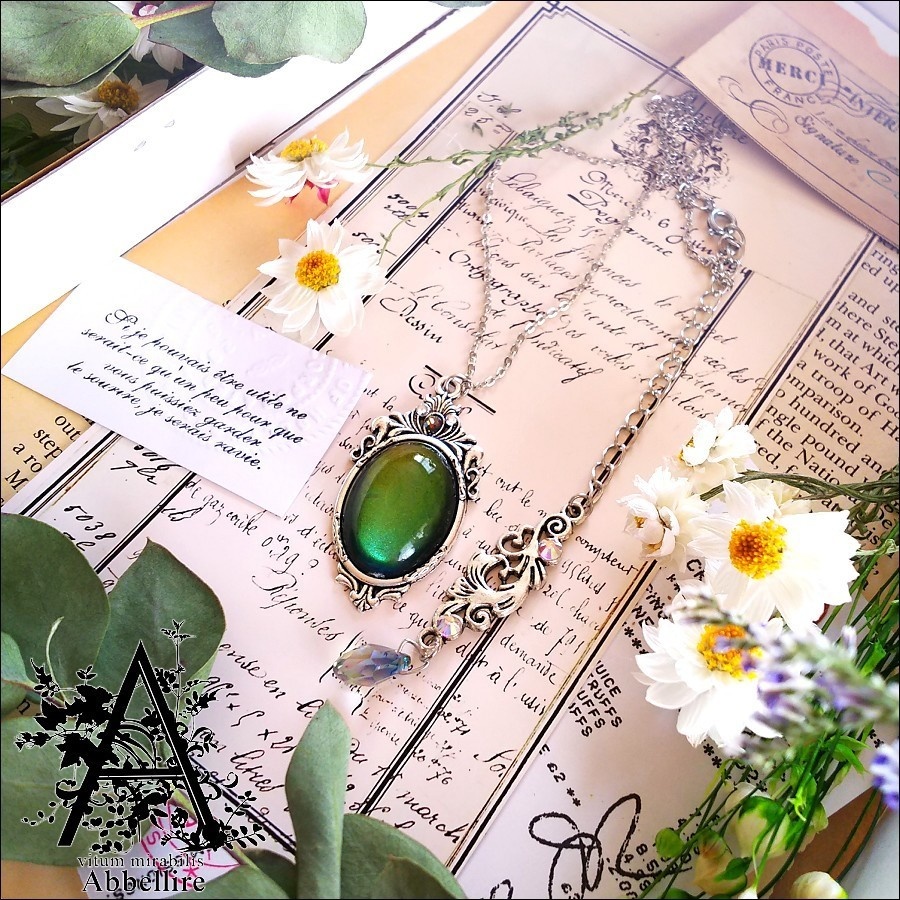 ショートレースタッセル&ネックレス(銀古美)-紅茶染め-