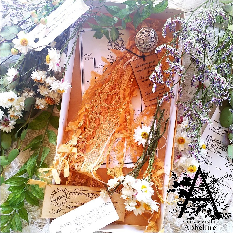 ショートレースタッセル&ネックレス(銀古美)-紅茶染め-