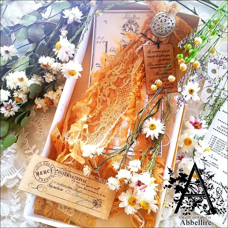 ショートレースタッセル&ネックレス(銀古美)-紅茶染め-