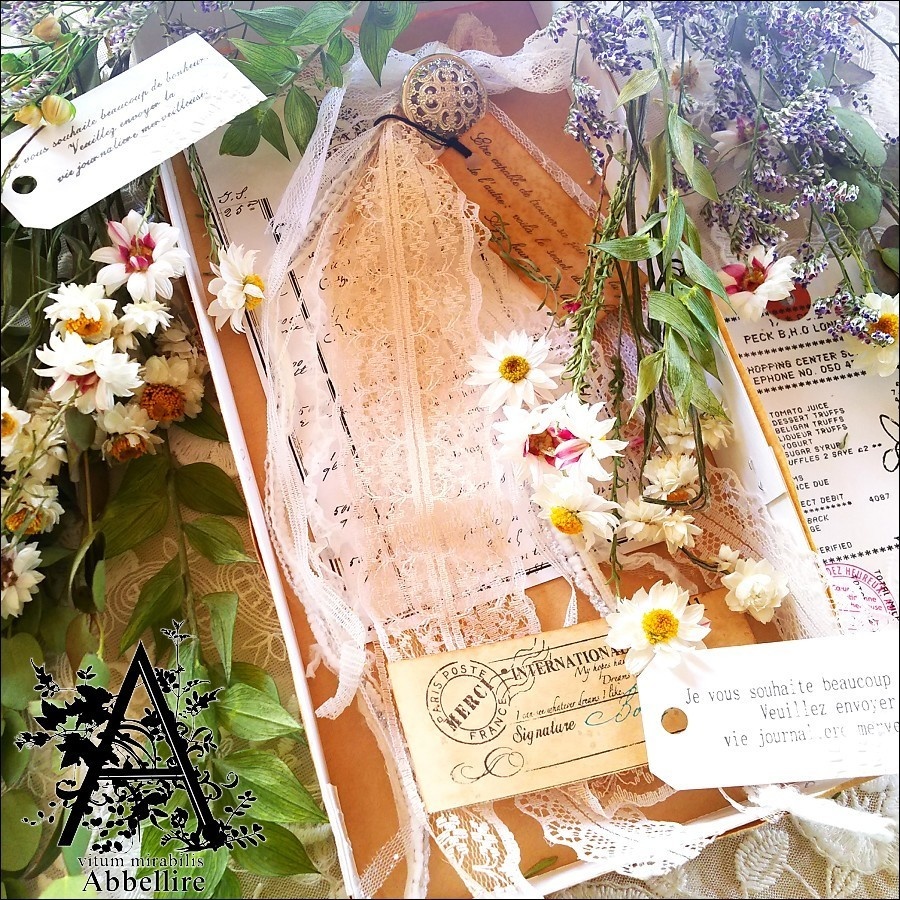 ショートレースタッセル&ネックレス(金古美)-ホワイト-