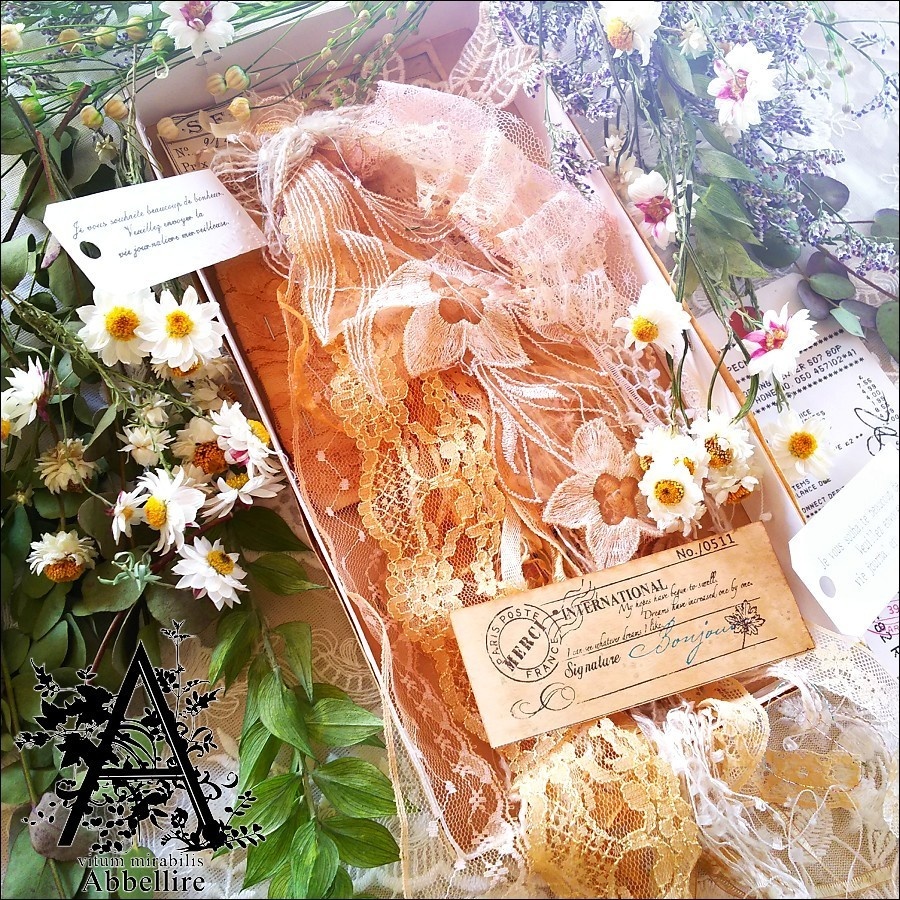 ロングレースタッセル&ネックレス(コードネックレス)-紅茶染め-