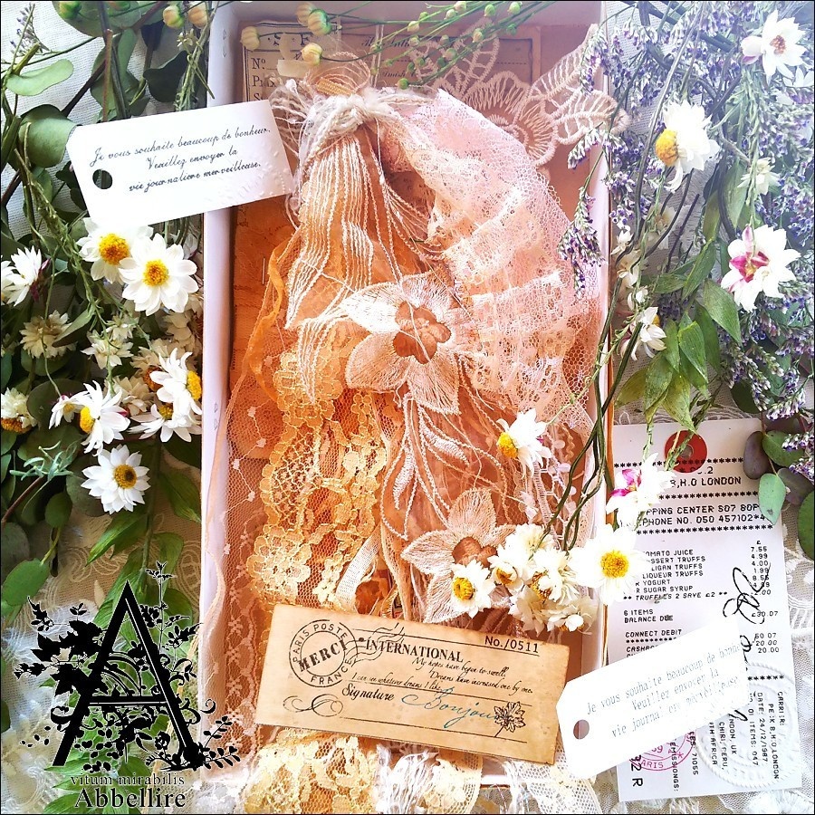 ロングレースタッセル&ネックレス(コードネックレス)-紅茶染め-