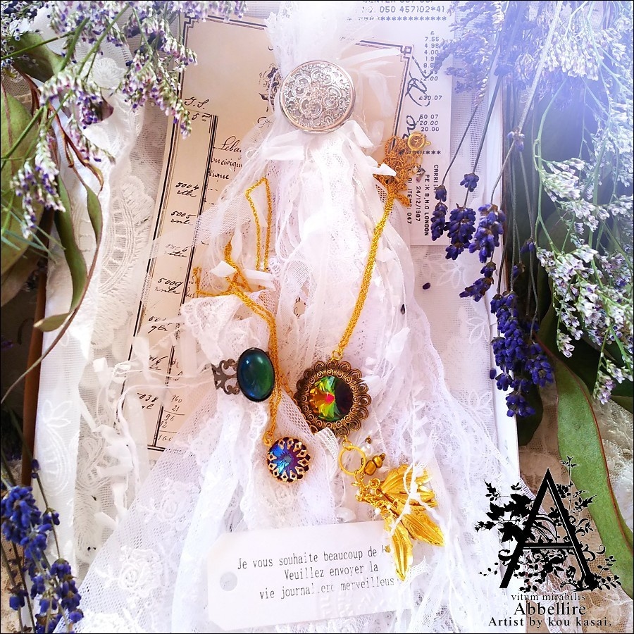 ロングレースタッセル&ネックレス(リング)-ホワイト-