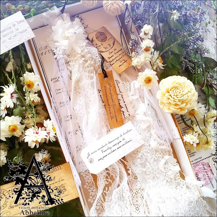 レースタッセル&ネックレス(銀古美)-ホワイト-