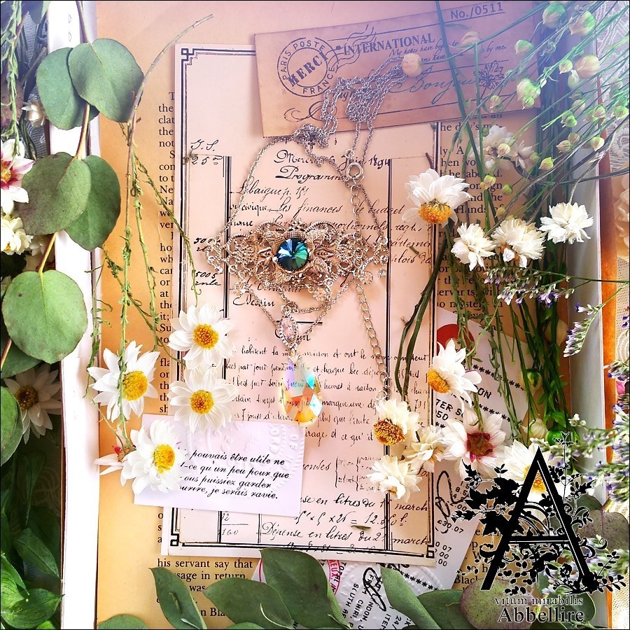 レースタッセル&ネックレス(銀古美)-ホワイト-