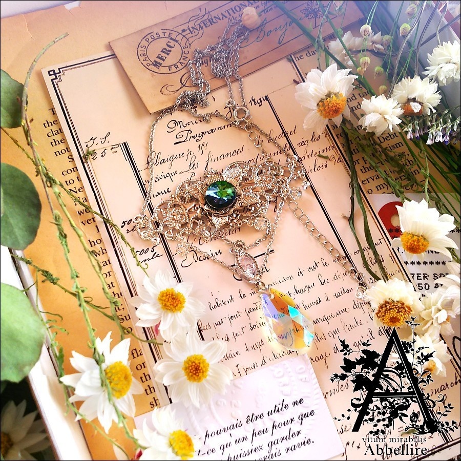 レースタッセル&ネックレス(銀古美)-ホワイト-