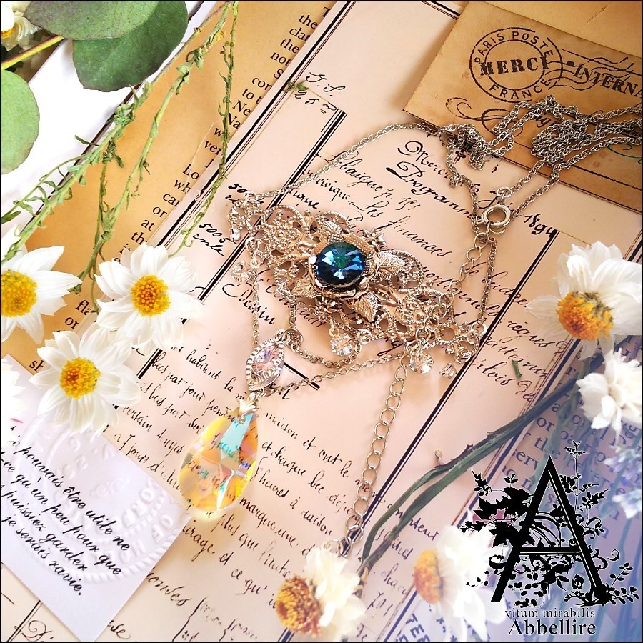 レースタッセル&ネックレス(銀古美)-ホワイト-