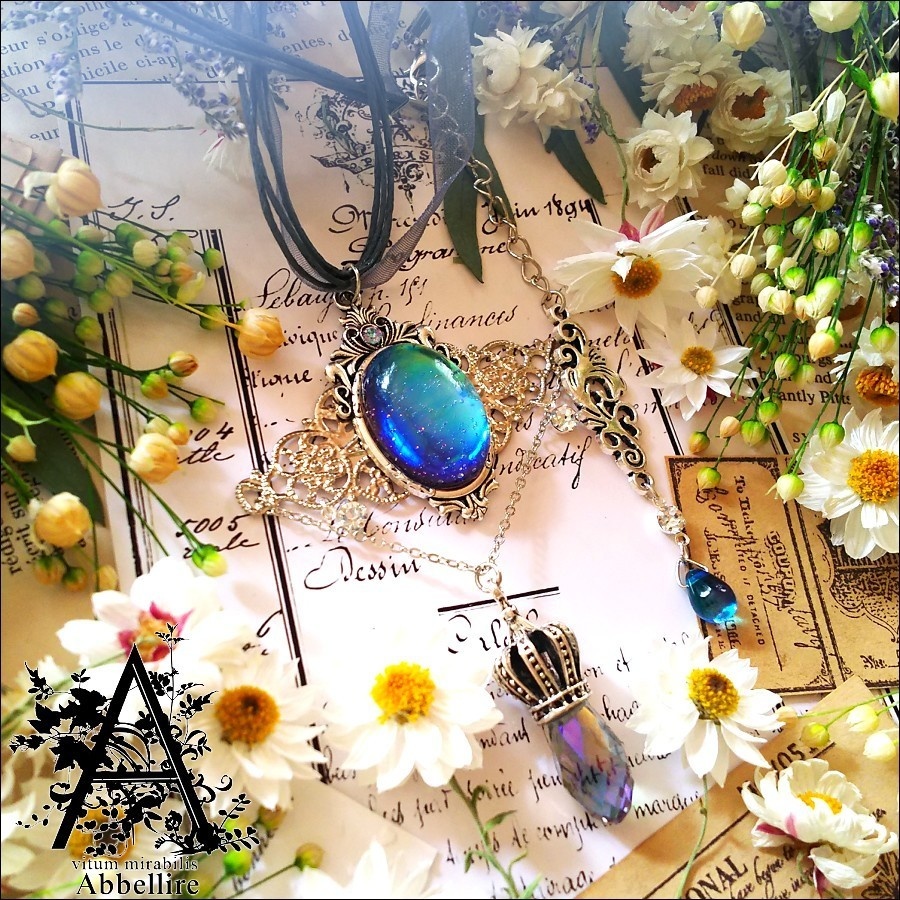 深海色の夜の秘石(ブルーブラックチョーカー)-Vintage-