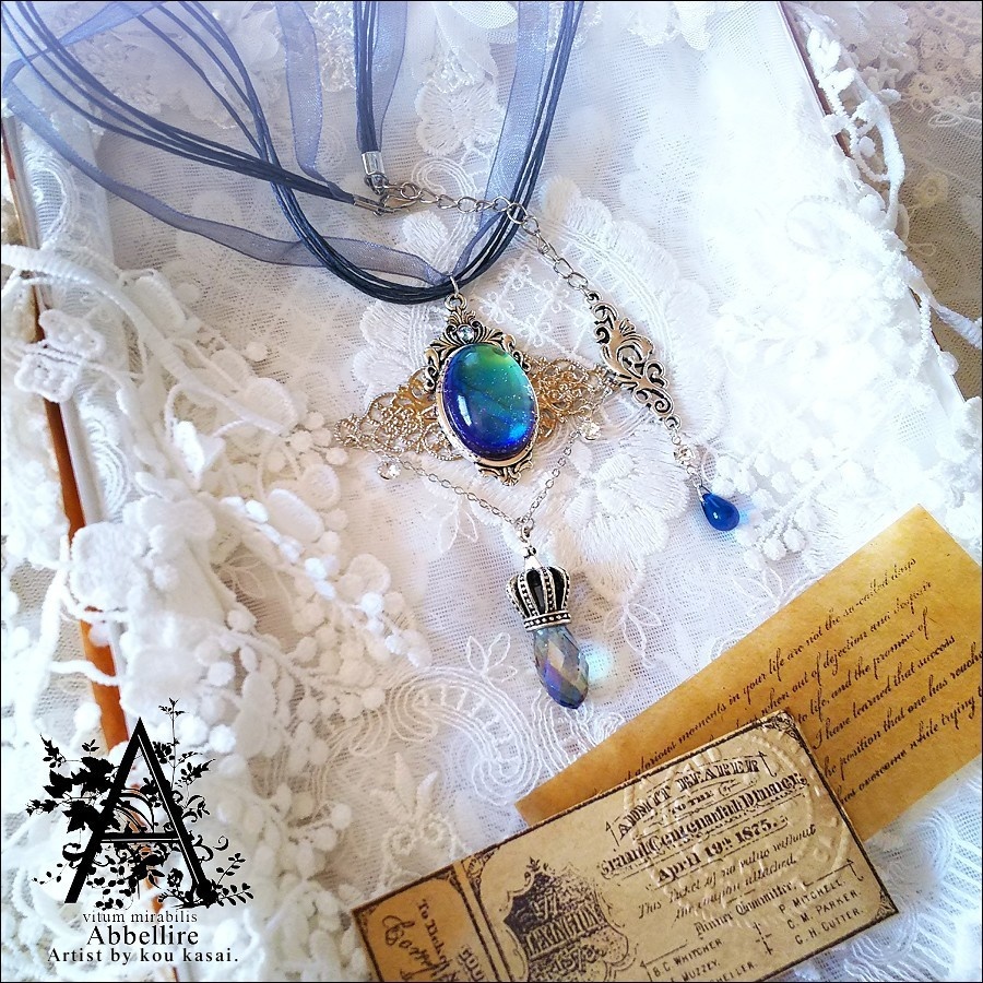 深海色の夜の秘石(ブルーブラックチョーカー)-Vintage-