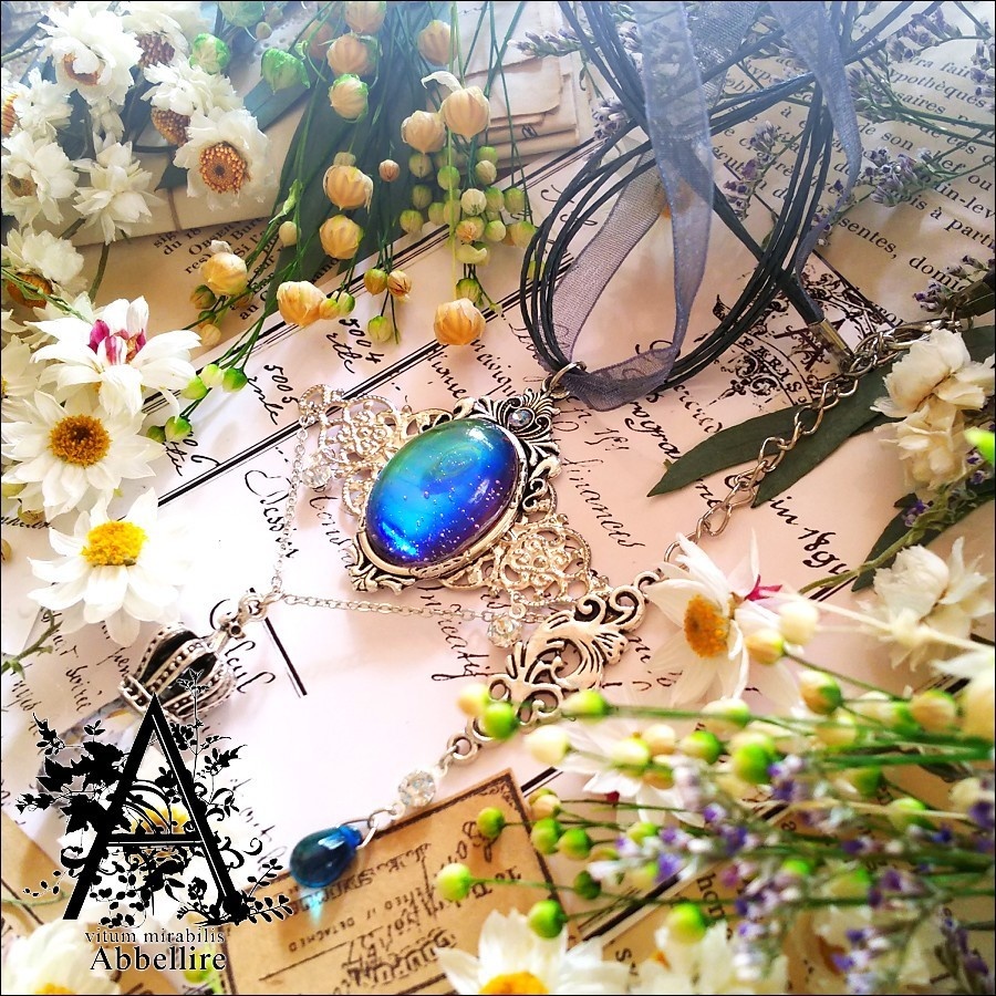 深海色の夜の秘石(ブルーブラックチョーカー)-Vintage-