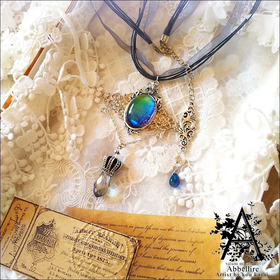 深海色の夜の秘石(ブルーブラックチョーカー)-Vintage-