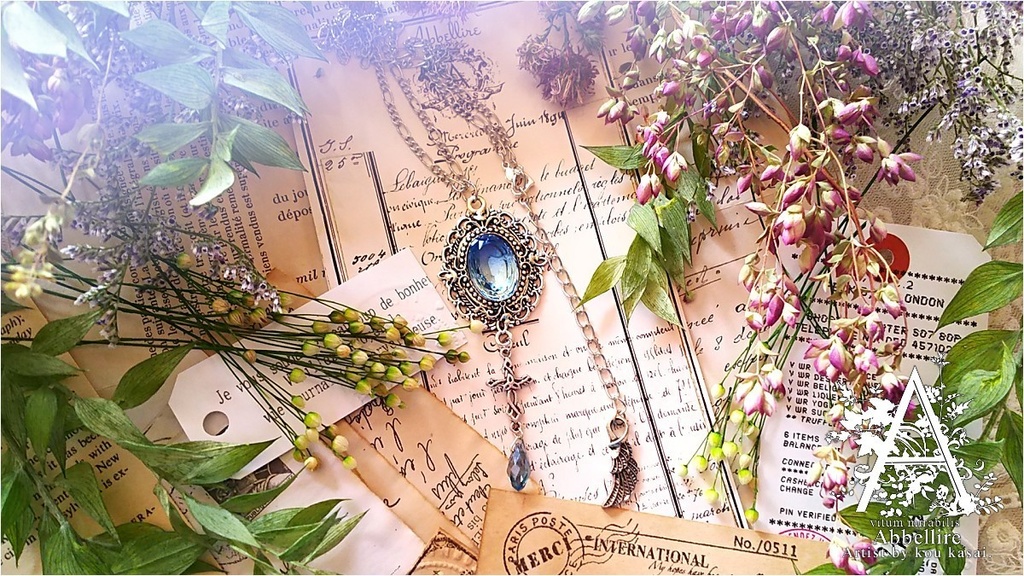 2トーンガラスのクロス-サファイア×アクア-(シルバー)