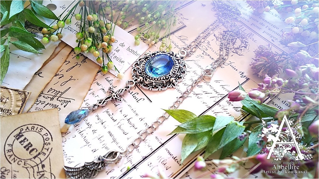 2トーンガラスのクロス-サファイア×アクア-(シルバー)